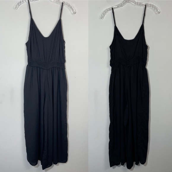 ARITZIA Wilfred Irène Jumpsuit Black M Lace Trimmed Crop Wide Leg Minimalist - Picture 7 of 16